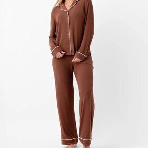 Cozy Earth  Women's Bamboo Rib Knit Classic Pajama Set